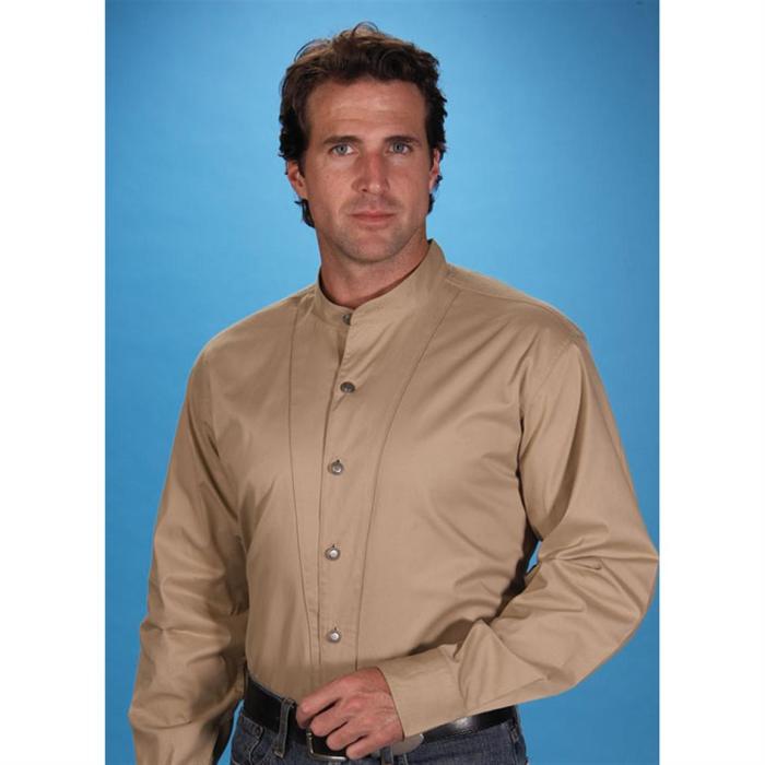 Banded collar mens dress shirt