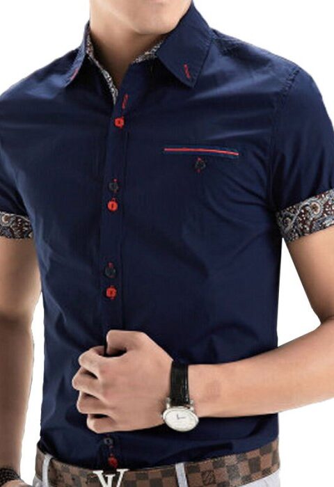 Men's short sleeve dress shirts slim fit