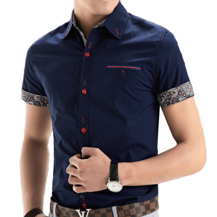 Men's short sleeve dress shirts slim fit