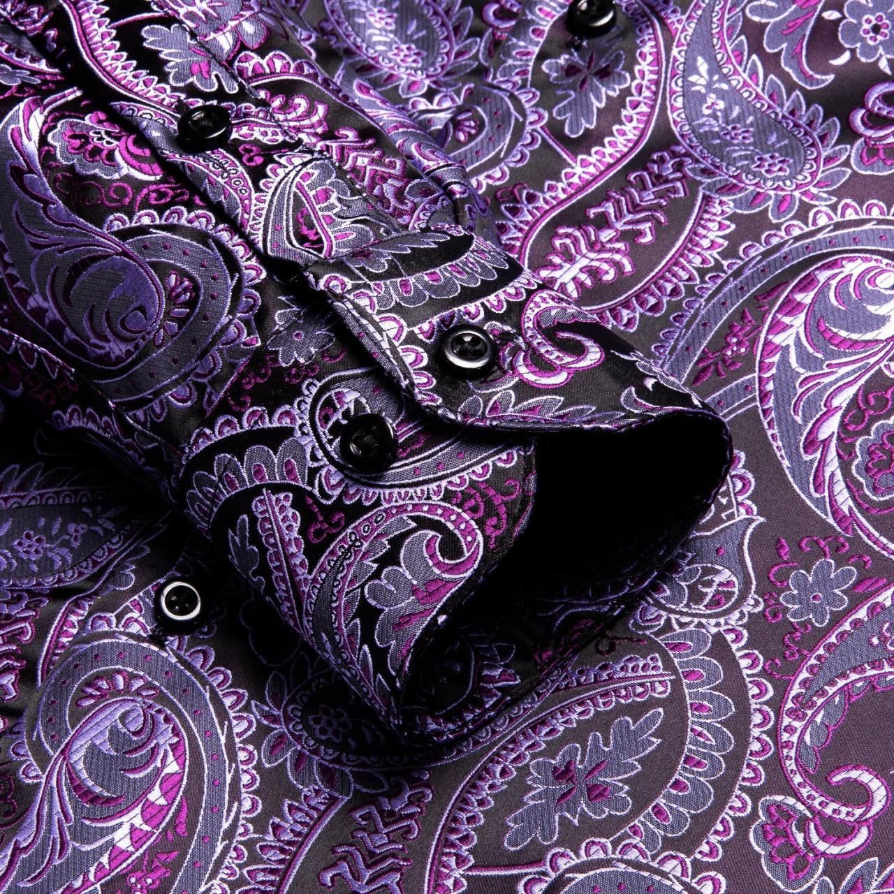 Mens purple paisley dress shirt