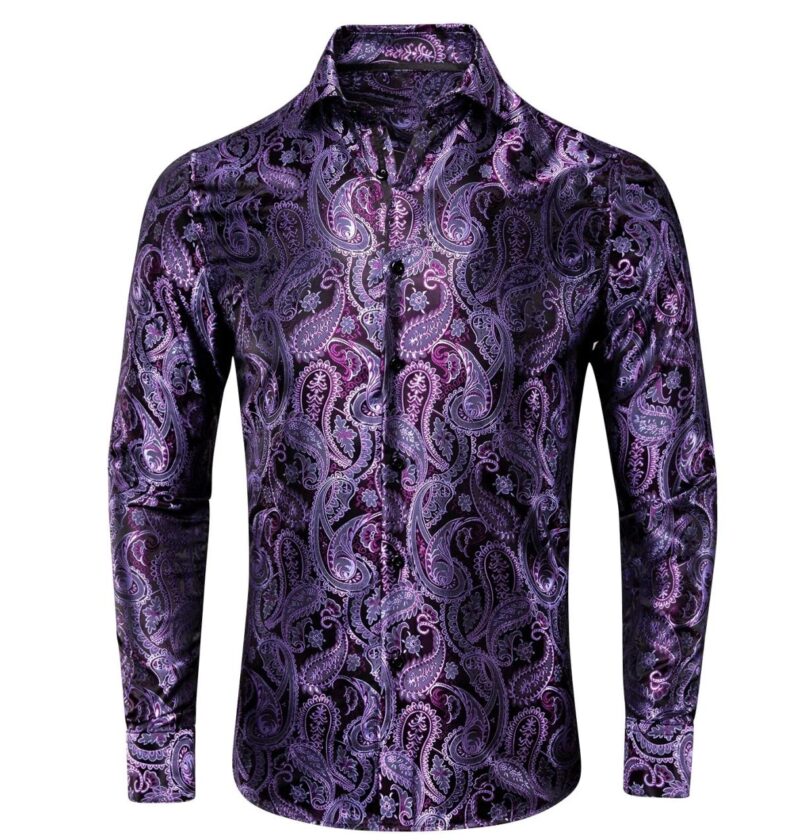 Mens purple paisley dress shirt