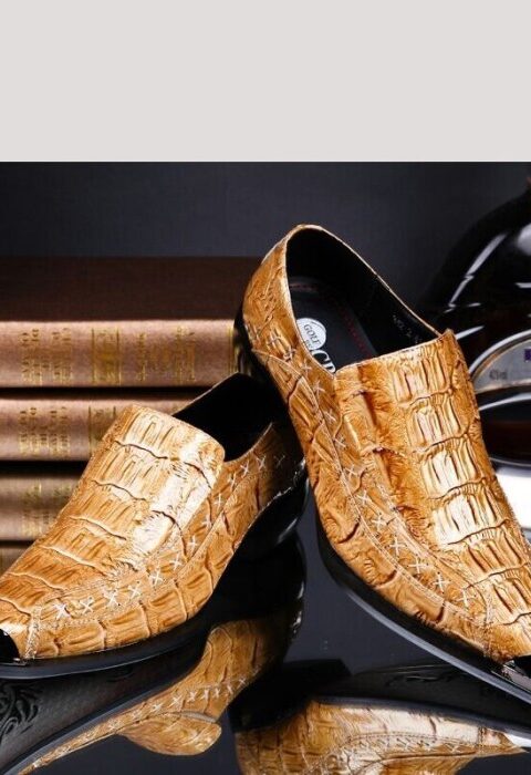 Yellow and black mens dress shoes